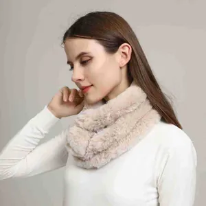 Stylish faux rabbit fur warm scarf for women in winter fashion neck gaiter