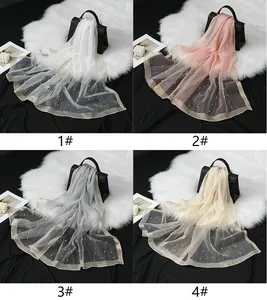 Collage showing elegant organza scarves with rhinestone water ripple patterns in four colors