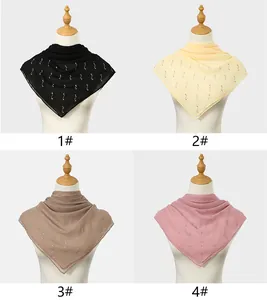 Breathable square scarves with rhinestone patterns in black, yellow, beige, and pink