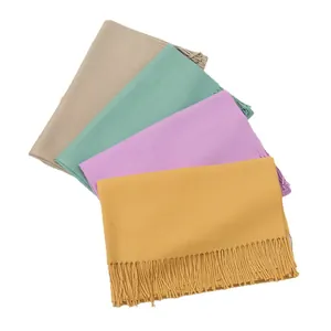 Multi-colored soft imitation cashmere scarves for women featuring elegant tassel edges