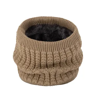 Winter knitted fleece neck warmer for outdoor cold-proof thermal thick scarf casual wear