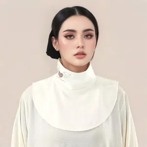 Elegant thermal turtleneck fake collar with red heart rhinestone for women neck warmer.