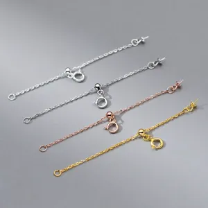 925 Sterling Silver Cross Chain Extender Adjustable Tail Chain DIY Jewelry Findings For Necklace Bracelet Making Accessories