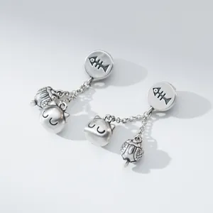 99 silver cat fish bone tassel pendant DIY bracelet charm handmade jewelry accessory