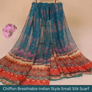 Retro Exotische Print Lichtgewicht Polyester Chiffon Sjaal Voor Dames Bloemen Stippen Patchwork Zonnescherm Halssjaal