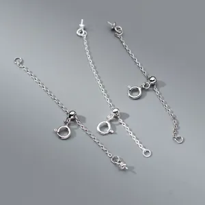 S925 sterling silver extension chains with spring clasps for DIY jewelry making