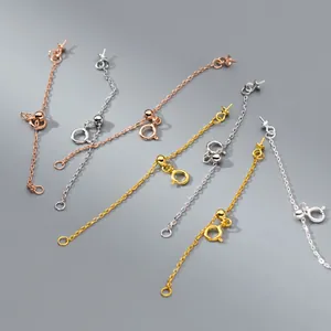 S925 sterling silver jewelry extender chains in silver, gold, and rose gold finishes