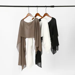 Châle élégant en mousseline de soie unie pour femme en marron blanc et noir très chic