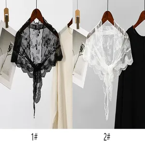 Elegante bestickte Blumen-Spitzen-Netz-Dreieckstücher in den Farben Schwarz und Weiß
