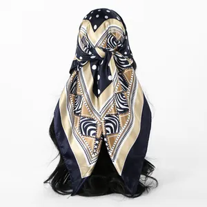 Autumn new fashion polka dot satin square scarf women elegant travel sun protection head wrap