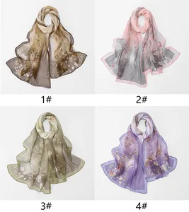 Elegant floral pattern georgette scarves available in four distinct stylish color options