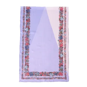 Elegant georgette long scarf for women featuring a delicate floral border design