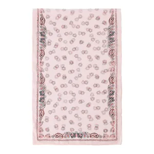 Elegant pink floral georgette long scarf thin sun protection shawl for women