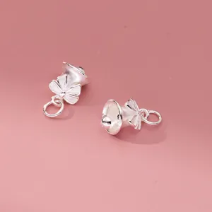 Vintage S925 sterling silver bowknot bell charms for DIY jewelry and bracelet making.