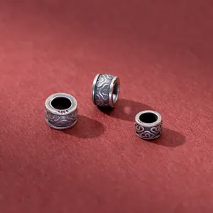 Retro matte S925 zilveren afstandskralen met wolkenpatroon voor DIY sieraden maken