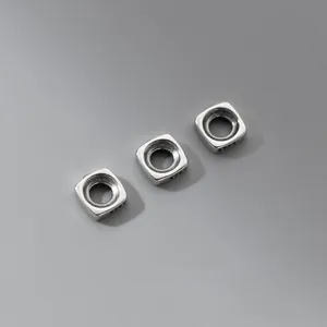 Premium vintage 925 sterling silver 6mm square spacer beads for DIY jewelry making