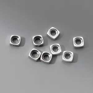 Vintage 925 sterling silver 6mm square spacer beads for DIY jewelry making and crafts.