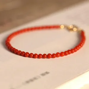 Natural Southern Red Agate beaded bracelet with small round stones for women