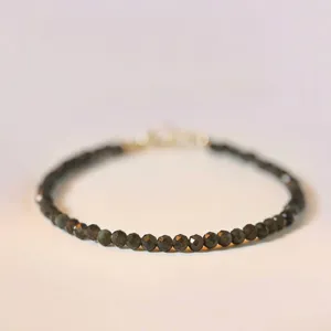 Vintage Minimalistisch 3mm Facettiertes Regenbogenauge Obsidian Perlenarmband Für Damen Personalisiertes Design Kristall Handschmuck