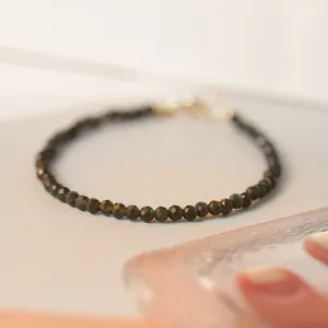 Filigranes 3mm Armband aus facettiertem schwarzem Obsidian im eleganten Vintage-Stil
