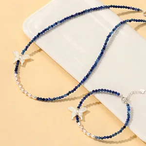 New Chinese Style Freshwater Pearl Crystal Necklace Bracelet Jewelry Set 925 Sterling Silver Mother Of Pearl Butterfly Pendant For Women