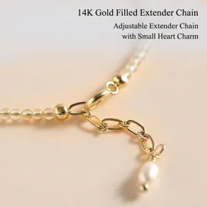 Detail of 14K gold filled adjustable extension chain on delicate citrine bead bracelet.