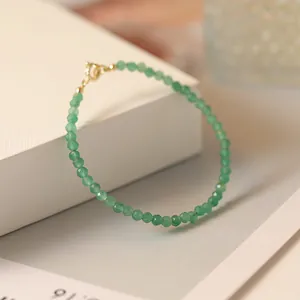 Zierliches Aventurin Armband mit 3mm facettierten Perlen und goldenem Verschluss