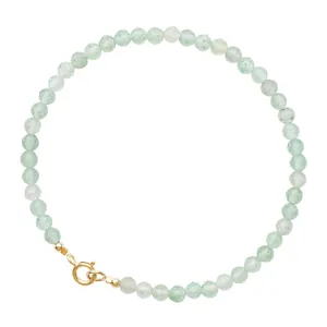 Minimalistisches 3mm facettiertes grünes Aventurin-Perlenarmband mit Goldverschluss