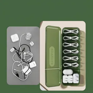 Boîte de rangement de câbles de bureau verte minimaliste avec couvercle pour gestion de fils
