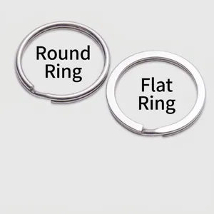 Detail view of 304 stainless steel key rings in round and flat wire style options