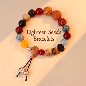18 Seeds Buddhist Prayer Beads Bracelet Sandalwood Bodhi Natural Stone New Chinese Style Zen Hand Chain Jewelry Gift