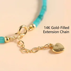14K gold filled adjustable extension chain with heart charm for turquoise bead bracelet