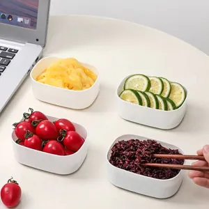 Set of 4 white mini food containers for meal prep, portion control and fresh storage