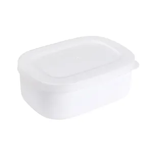 100g portion control rice storage box, microwave and freezer safe white plastic container