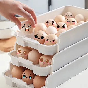 Caja de Almacenamiento de Huevos Apilable para Refrigerador Cocina Soporte de Plástico para Huevos Contenedor de Frescura Organizador