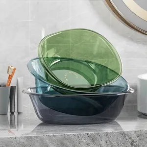 Thickened Transparent Plastic Wash Basin Stackable Polypropylene Laundry Basin For Face Vegetable Washing Bathroom Kitchen Home Household Use