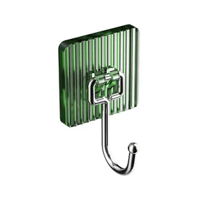 Modern green translucent fluted adhesive wall hook for bathroom and kitchen organizing