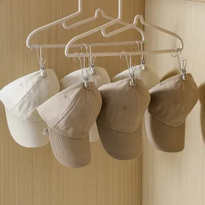 Multi-functional stainless steel clothes clips with hooks for home closet hat storage