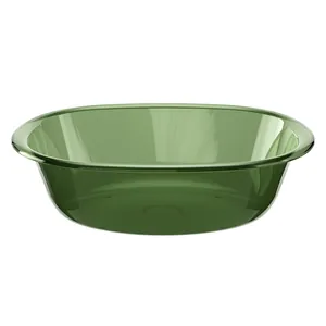 Translucent green thickened plastic washbasin for household laundry and vegetable use