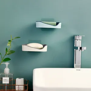 Punch-free wall-mounted soap dish set for modern bathroom organization