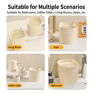 Minimalistischer cremefarbener Tischmülleimer und Teereste-Eimer für Zuhause und Büro.