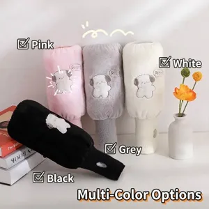 Plush winter oversleeves with cute sheep embroidery in multiple colors for arm protection