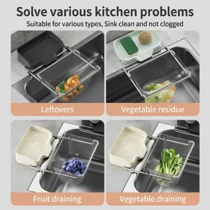 Stainless steel sink strainer rack for food waste and fruit draining