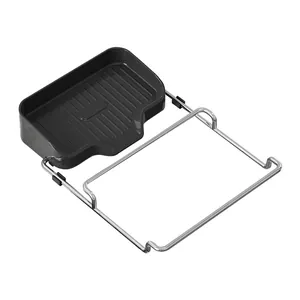 Durable kitchen sink drain rack with black plastic tray and sturdy metal wire frame