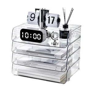 Premium clear acrylic 4-tier desktop organizer tray for office files and stationery