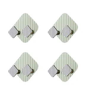 4Pcs light luxury wall hooks for power plug organization with green striped base