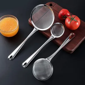 Stainless Steel Fine Mesh Skimmer Long Handle Kitchen Strainer For Soy Milk Juice Oil Filtering Food Sifting Tool Modern Minimalist Cookware