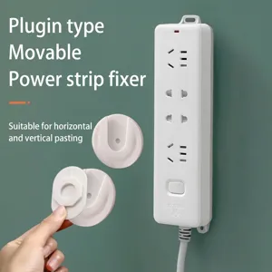 Self Adhesive Power Strip Holder Wall Mounted Socket Organizer No Drill Fixer For Router Remote Control Office Home White