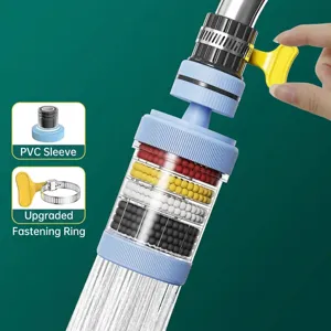 Universele 6-laags roterende keukenkraan waterfilter met spatwaterdicht mondstuk