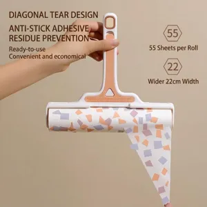 Professional widened 22cm peelable lint roller for clothes and pet hair, 55 sheets per roll